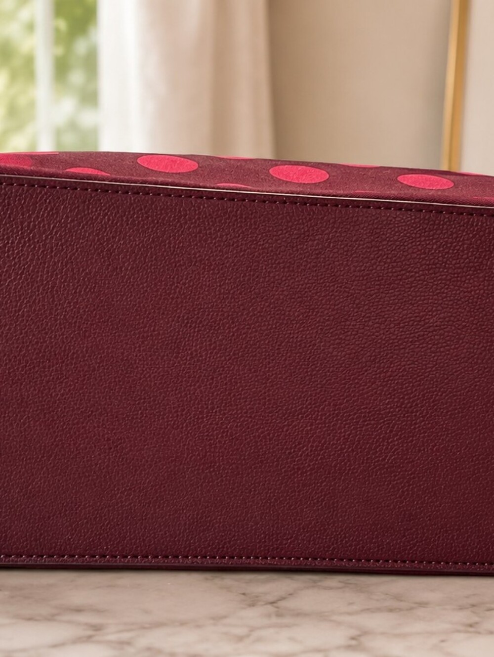 Kate Spade New York Burgundy Pink Polka Dot Tote Bag Purse - Used - Picture 2 of 6